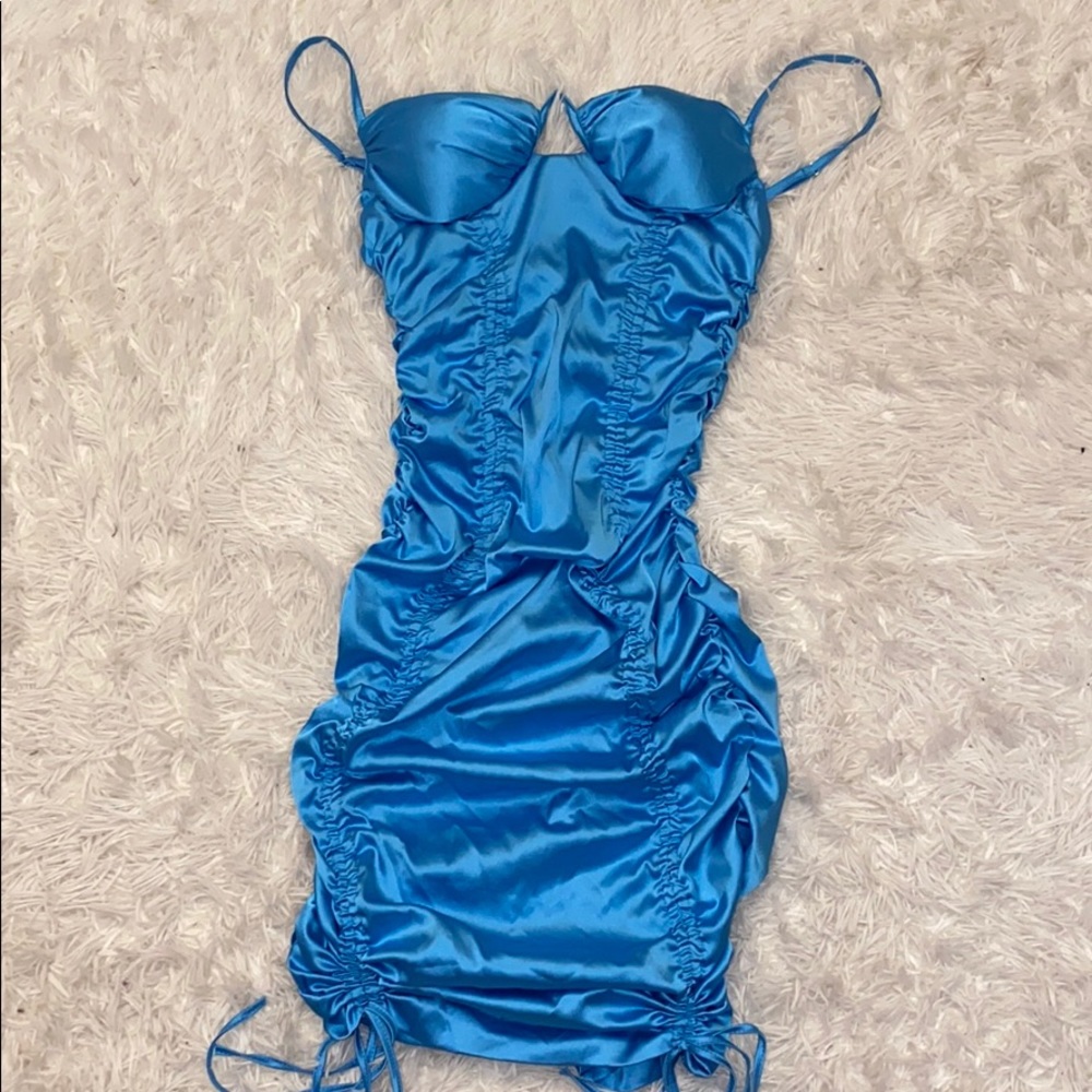 Blue Ruffle Bodycon Dress